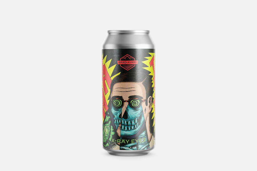 Kunststoffdose, Getränkedose, X-Ray Augen, Zombie Schädel, Grafisch-Design, Kunststoffdose, Aluminiumdose, Dosenetikett, X-Ray Eyes, flambiertes Design, Dosenbier, Kunstlabel, X-Ray Eyes, Schädel, Design-Label, can, Soda, Aluminium, Dose, Kunstwerk