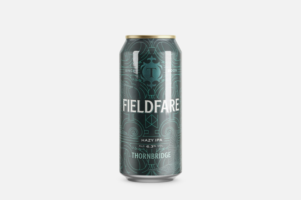 Dosenbier, Hazy IPA, Thornbridge, Universelles Muster, Alkoholgehalt 6,3%, getränkebier, hazy ipa, dosenverpackung, thornbridge, fieldfare, Dosenbier, Hazy IPA, 6.3%, Thornb ridge, Fieldfare, Aluminiumdose, Hazy IPA, Thorbridge, Fieldfare, Patterned can