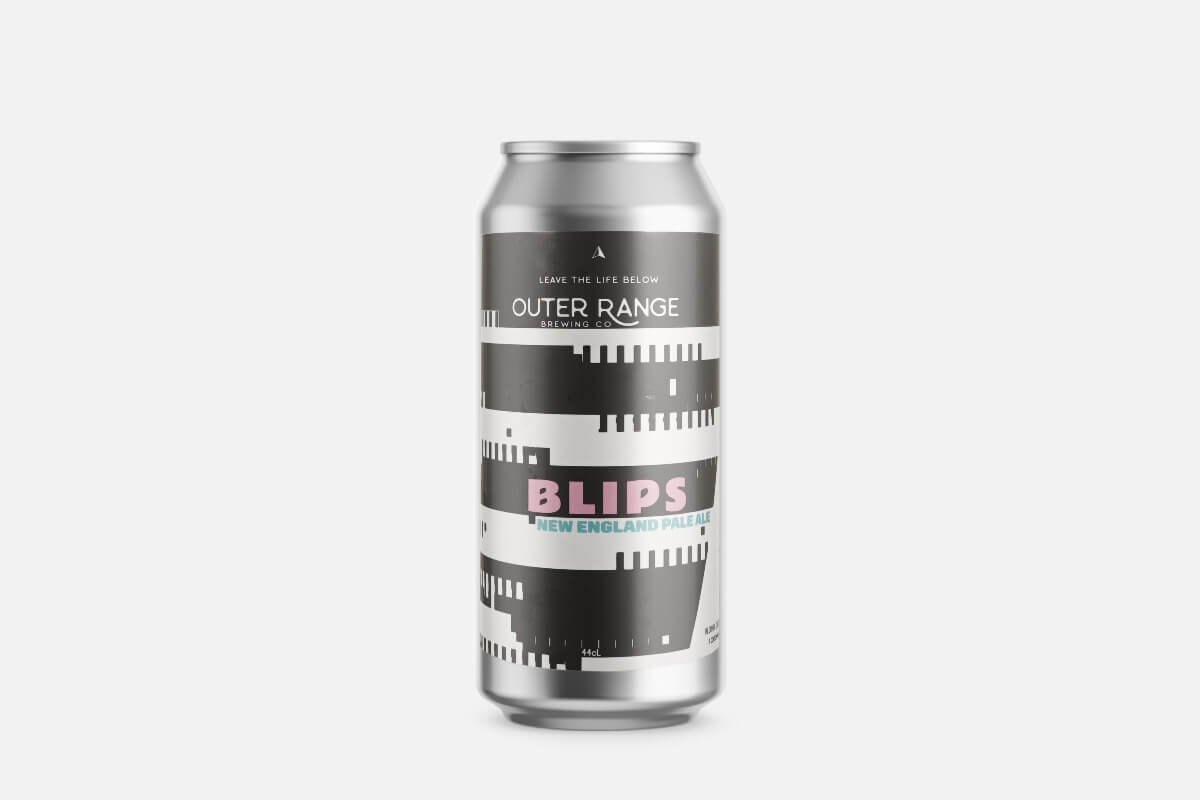 Bierdose, NE Pale Ale, Blips, Outer Range, 36 cl, bier, dose, ale, neipa, blips, Dosenbier, New England Pale Ale, BLIPS, Outer Range, Aluminiumdose, Bierdose, New England Pale Ale, Blips, Outer Range, Bieretikett, Dosen, Bier, Pale Ale, New England, Blips