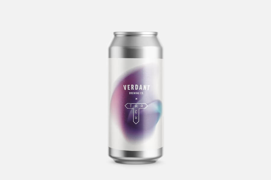 Aluminiumdose, Bierdose, Träucholder, Verband?, WeissesEtikett, bierdose, kohlensäurehaltige dose, kreisförmiges etikett, lila verlauf, Verdant Brauerei, can, bierdose, verpackung, glas?, farben-illustration, Alu-Dose, Bier, Verpackung, Zierde, Design