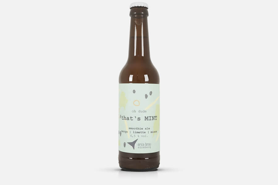 mineral, fantasy-smb, ale, getränk, bier-etikette, Bier, Mini?, Flasche?, Etikett, Alkohol, Bier, Flasche, Etikett, Minze, glänzend, Minibier, Smoothie Ale, Mango, Limette, 6.5% Vol, Mini-Bier, Ale, Smoothie-Ale, Flasche, Etikettendesign