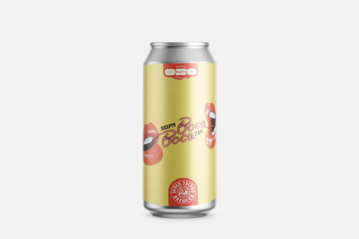 Aluminiumdose, Bierdosen, Goldene Dose, Bierflasche, Aroma-Getränk, Bier, Dose, Goldfarben, Etikett, Kopf-Lippe-Design, aluminiumdose, bierdose, goldenes etikett, rote lippen, boca booca, Aluminiumdose, Bierdose, Gelb, Kunstetikett, Menge 1