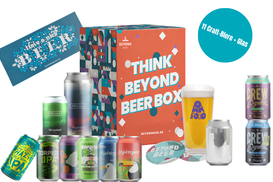 Craft-Bier-Set, Bierbox, Sortiertes Bier, Bierdosen, Halbe Glas
