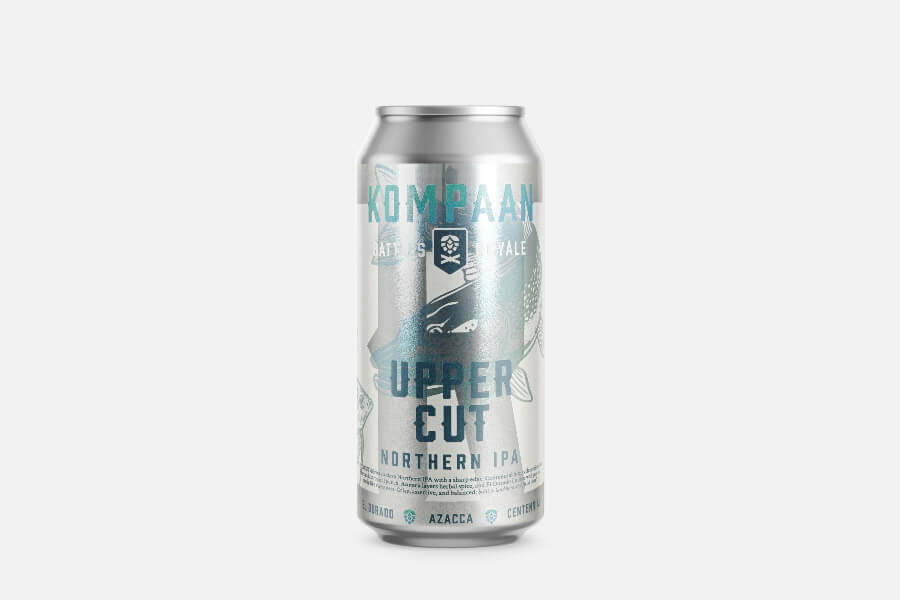 Aluminiumdose, Bierdose, IPA, Upper Cut, Nordamerika?, Dosenbier, Nord IPA, Kompaan, Weißes Aluminiumdosen, Bierdose, Aluminiumdose, Kühlgetränk, IPA, Nordamerika-Stil, Kompaan Upper Cut, Aluminiumdose, Bierdose, Northern IPA, Upper Cut, Kompaan